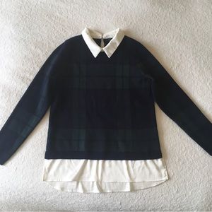 Tahiti plaid collared layered look sweater